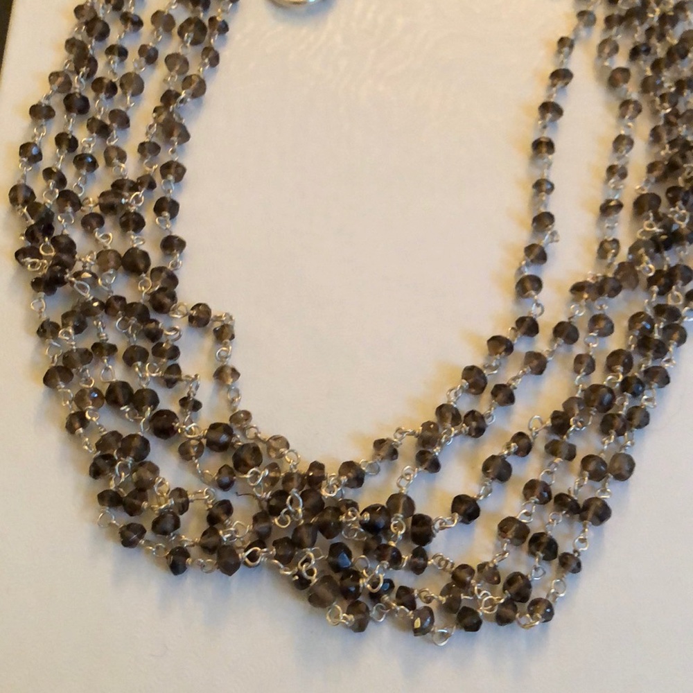 Sparkly sterling necklace with smoky quartz